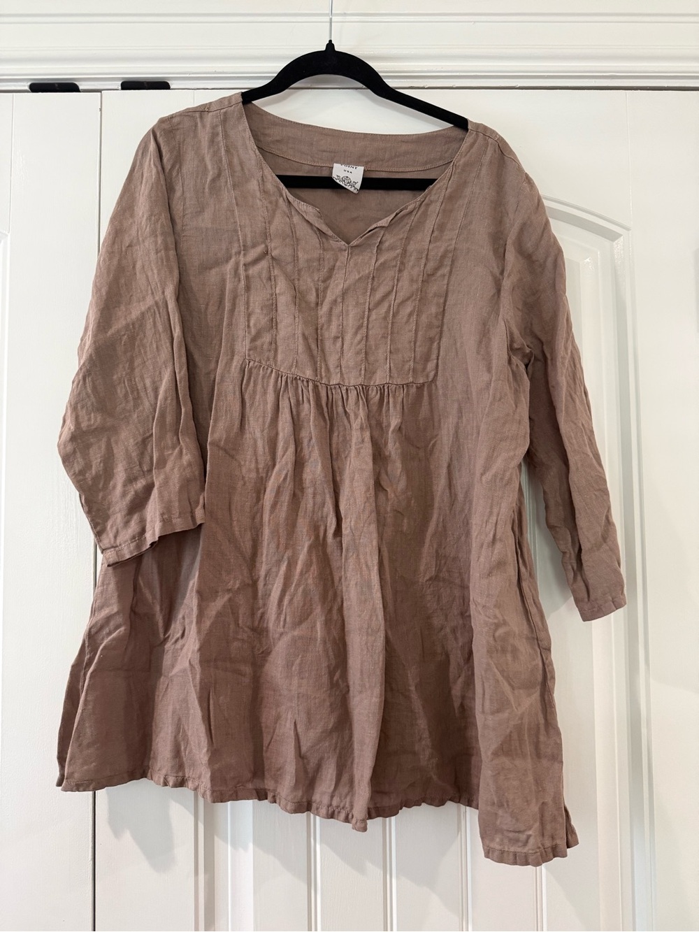 Match Point USA 100% Linen Peasant Tunic Top